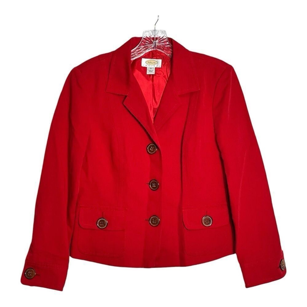 Talbots Petites Red Cotton‎ Linen Blend Blazer Jacket Size 6 - Picture 8 of 8
